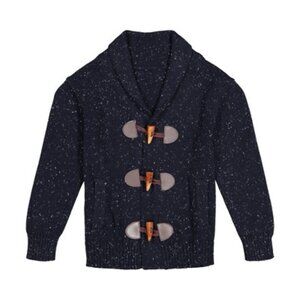 Andy & Evan navy blue speckled shawl collar cardigan horn toggle buttons 6